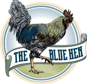 Vintage Blue Hen Illustration PNG Image