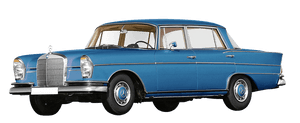 Vintage Blue Mercedes Benz Side View PNG image with transparent background