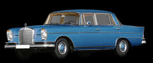 Vintage Blue Mercedes Benz Side View PNG image with transparent background