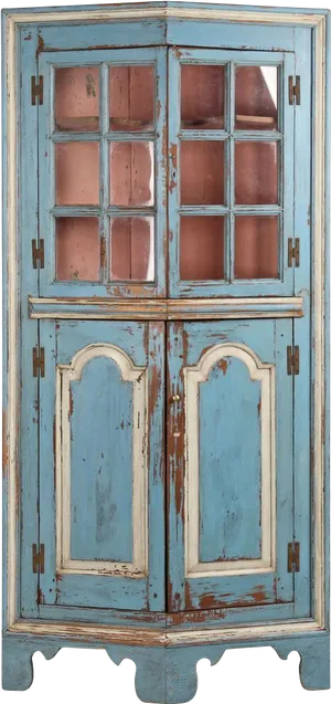 Vintage Blue Wooden Cabinet PNG Image