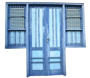 Vintage Blue Wooden Doorwith Shutters PNG Image