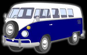 Vintage Blueand White Van Illustration PNG image with transparent background