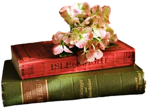 Vintage Bookswith Flowers PNG Image