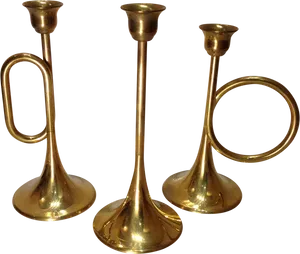 Vintage Brass Candlestick Holders PNG Image