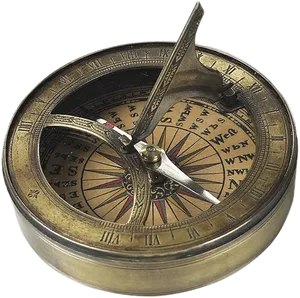 Vintage Brass Compass PNG Image