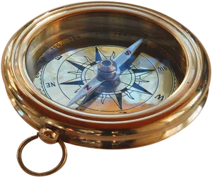 Vintage Brass Compass PNG Image