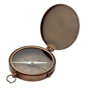 Vintage Brass Compasswith Lid PNG image with transparent background
