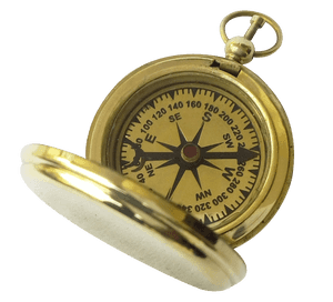 Vintage Brass Pocket Compass PNG image with transparent background