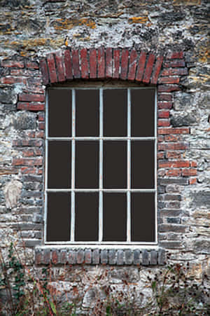 Vintage Brick Wall Window PNG image with transparent background