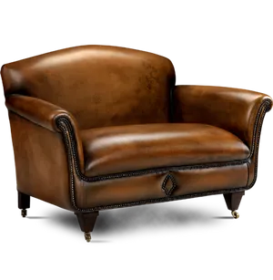 Vintage Brown Leather Armchair PNG Image