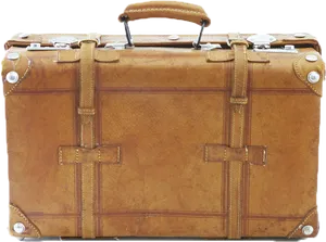 Vintage Brown Leather Suitcase PNG Image