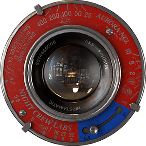 Vintage Camera Lenswith Redand Blue Details PNG image with transparent background