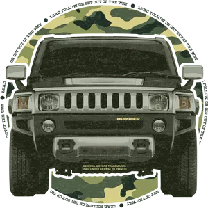 Vintage Camouflage Hummer Illustration PNG Image