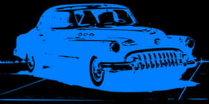 Vintage Car Blue Silhouette PNG image with transparent background