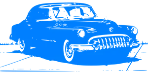 Vintage Car Blue Silhouette PNG Image