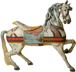 Vintage Carousel Horse Figurine PNG Image