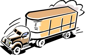 Vintage Cartoon Transport Truck PNG Image