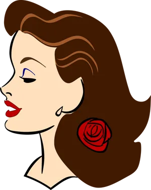 Vintage Cartoon Woman Profile PNG Image