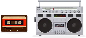 Vintage Cassetteand Boombox Illustration PNG Image