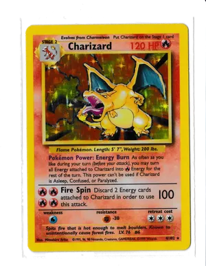 Vintage Charizard Pokemon Card PNG Image