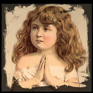Vintage Child Praying Illustration PNG image with transparent background