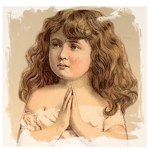 Vintage Child Praying Illustration PNG Image