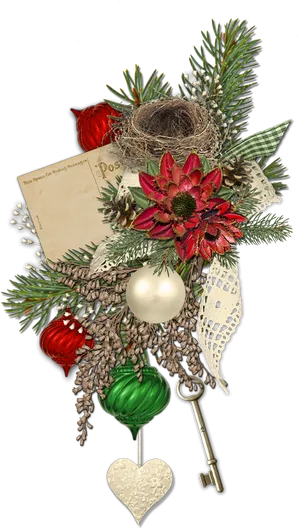 Vintage Christmas Decoration Elements PNG Image