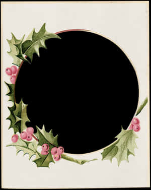 Vintage Christmas Holly Frame PNG