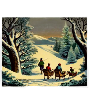 Vintage Christmas Scene Png Ctf PNG Image