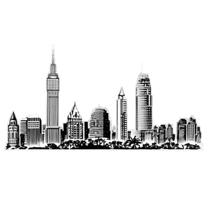 Vintage City Skyline PNG war PNG with transparent background