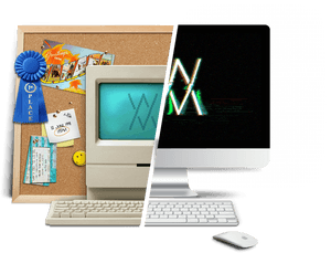 Arcane Split Screen Old Computer Versus New Computer - Personal Computer, HD Png Download PNG