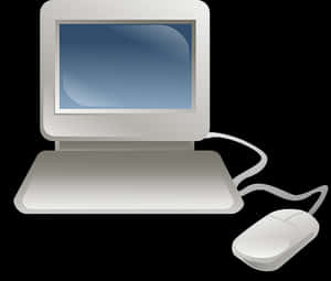 Vintage Computerand Mouse Vector PNG image with transparent background