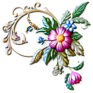 Vintage Corner Flower Motif Png 9 PNG Image