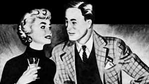 Vintage Couple Cocktail Party PNG image with transparent background