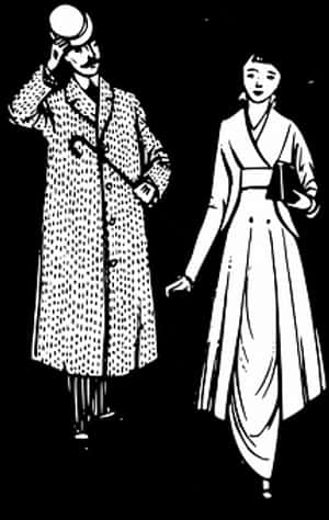 Vintage Couple Walking Illustration PNG with transparent background