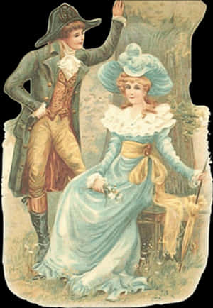 Vintage Couplein Period Costume PNG with transparent background