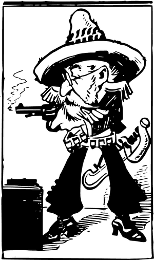 Vintage Cowboy Cartoon Illustration PNG image with transparent background