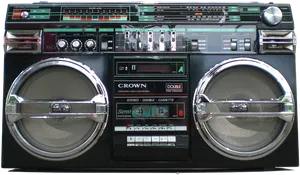 Vintage Crown Boombox Classic Design PNG Image