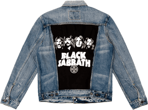 Vintage Denim Jacket Black Sabbath Patch PNG image with transparent background
