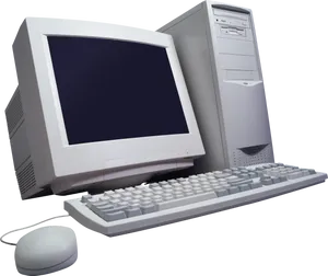 Vintage Desktop Computer Setup PNG Image