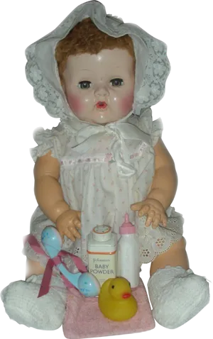 Vintage Doll With Accessories PNG Image