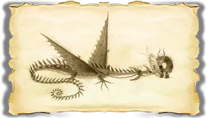 Vintage Dragon Sketch Artwork PNG Image