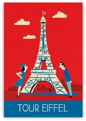 Vintage Eiffel Tour Poster PNG Image