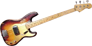 Vintage Electric Bass Guitar PNG Image