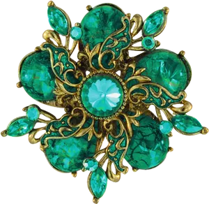 Vintage Emerald Gold Brooch Jewelry PNG Image