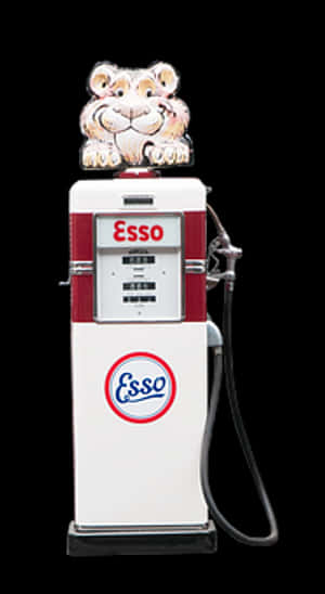 Vintage Esso Gas Pumpwith Tiger Topper PNG with transparent background
