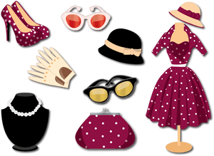Style Fashion Woman With Vector Retro Clothing Clipart - Retro Accessories For Ladies, HD Png Download PNG image with transparent background