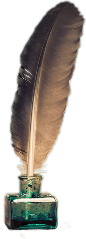 Vintage Feather Pen Inkwell.png PNG Image