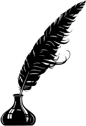 Vintage Feather Penand Inkwell PNG Image