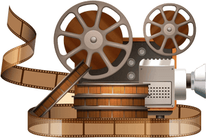 Vintage Film Projectorand Reels PNG image with transparent background